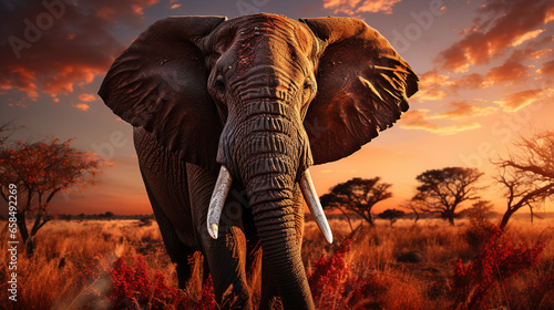 A Magnificent African Elephant in The Savanna Selective Focus Abstract Background © Image Lounge