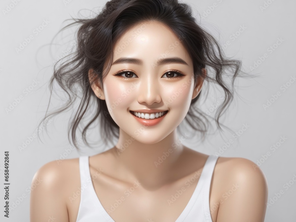 Young Asian Woman's Confident Portrait,Portrait of a Happy Woman,Captivating Smile: Portrait of a Young and Joyful Woman Gazing into the Camera Young Asian Woman's Confident Portrait,Portrait of a Happy Woman,Captivating Smile: Portrait of a Young and Joyful Woman Gazing into the Camera