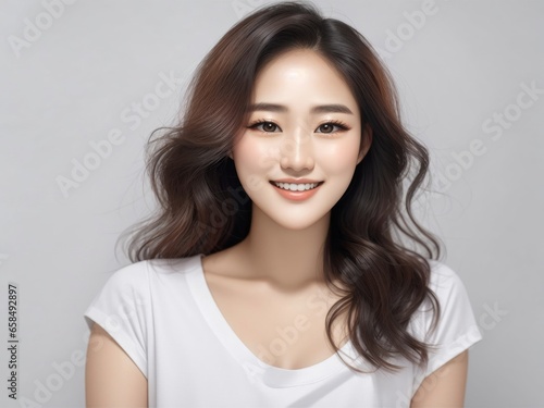 Young Asian Woman's Confident Portrait,Portrait of a Happy Woman,Captivating Smile: Portrait of a Young and Joyful Woman Gazing into the Camera