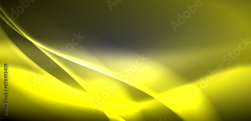 Neon-lit waves surge across background, mesmerizing dance of luminescence and motion. Dynamic backdrop captures essence of energy and modern aesthetics
