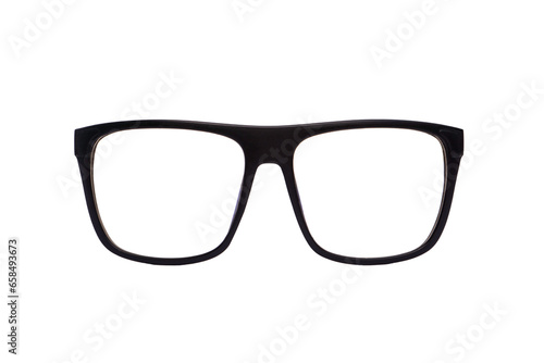Fashion black eyeglasses isolated on white background with clipping path