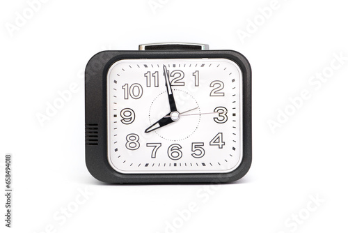 Black alarm clock isolated on white background,Clipping path.