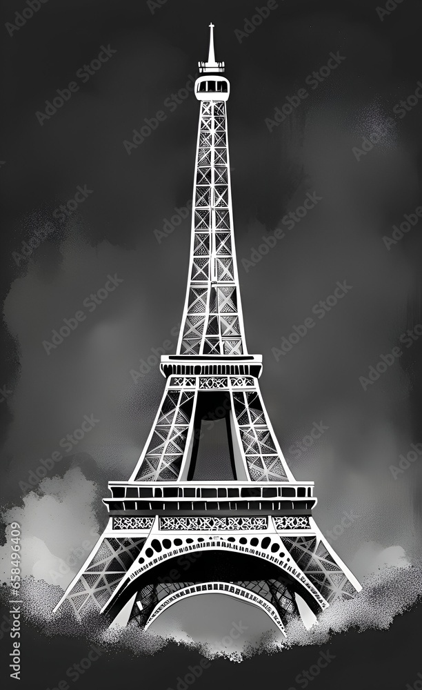 Watercolor illustration of eiffel tower.