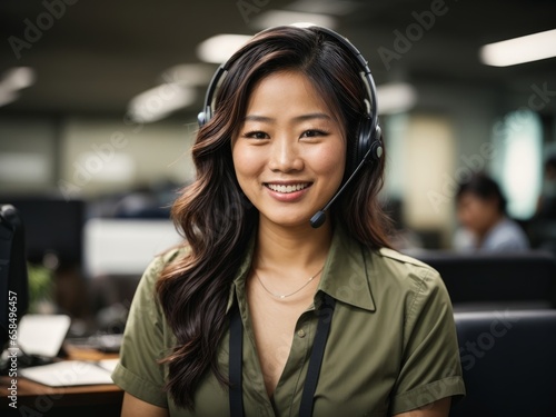 Happy Asian Woman Working as Helpdesk Support