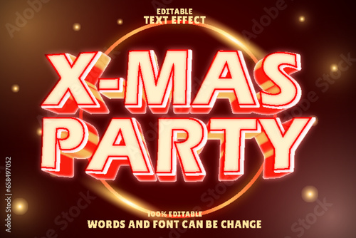 x-mas party editable text effect emboss luxury style