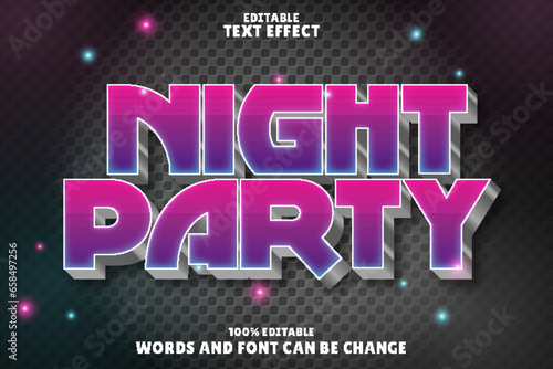 night party editable text effect emboss neon style