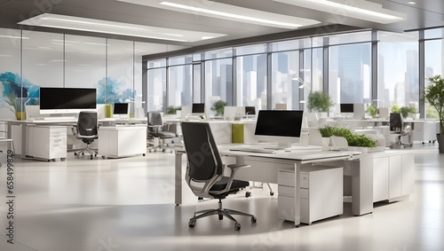 Elegant Office Interior - AI Art Enhances Professional Aesthetics and Efficiency. 