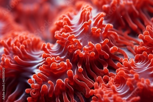 Generative AI : Macro polyps of Red Chili Coral - Alcyonium palmatus photo
