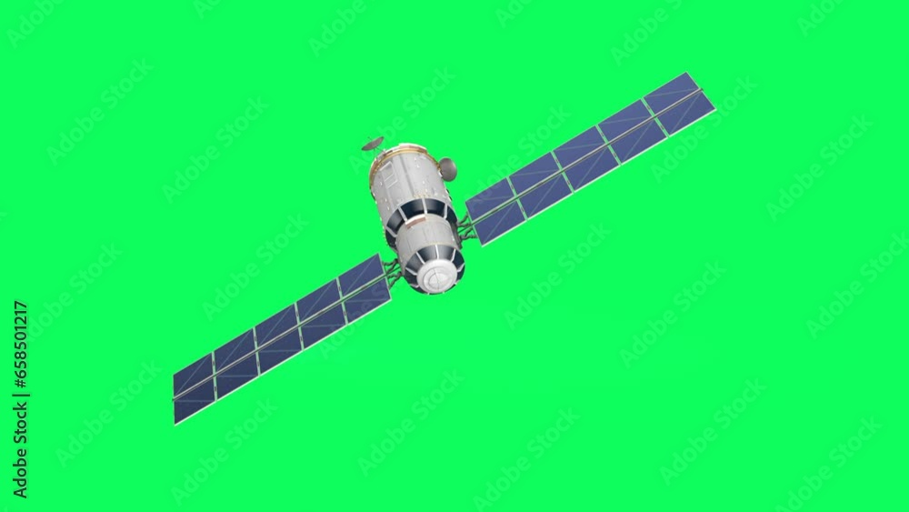 Satellite dish with solar panel isolated on green screen 4k footage Satellite dish with solar panel isolated on green screen 4k footage