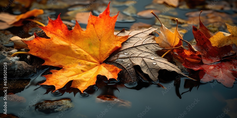 illustration of close up autumn leaves, generative AI illustration of close up autumn leaves, generative AI
