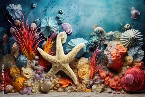 Abstraction using colorful sea sponges and starfish 
