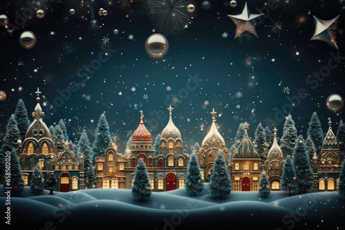 City decorate with Christmas festival theme. Generative AI