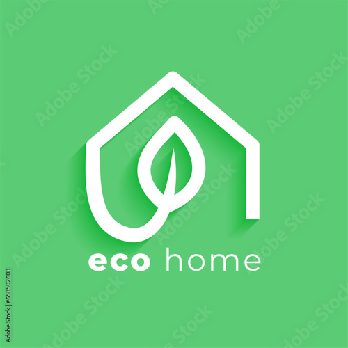creative eco home icon green background design