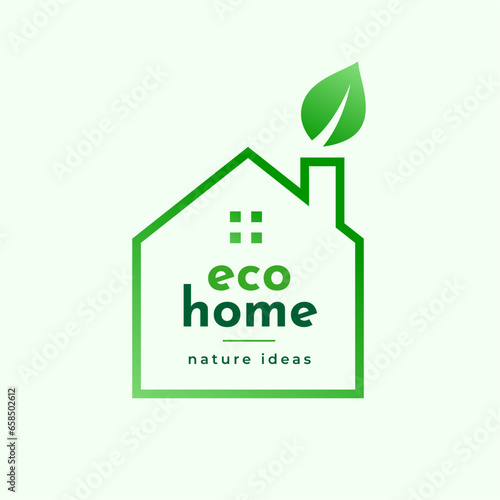 trendy eco friendly smart house icon background with leaf design