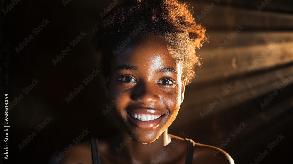 Portrait of a little happy dark-skinned girl on a blurred background, beautiful lighting. Portrait of a little happy dark-skinned girl on a blurred background, beautiful lighting.