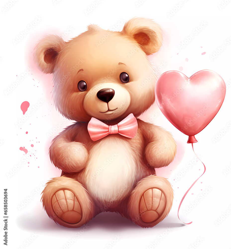 Teddy Bear with Heart Balloon