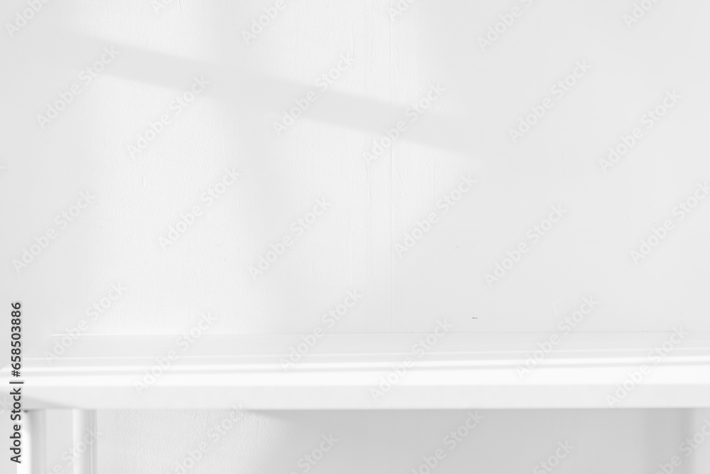 custom made wallpaper toronto digitalEmpty white desk with morning light and shadows of windows with copy space, summer concert. Blurred backdrop abstract background for display product.