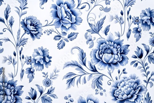 Fotografia Blue and white Chinese porcelain Rennaissance Floral pattern background wallpape