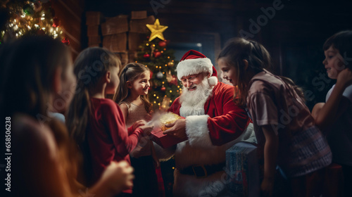 Santa Claus giving Christmas present