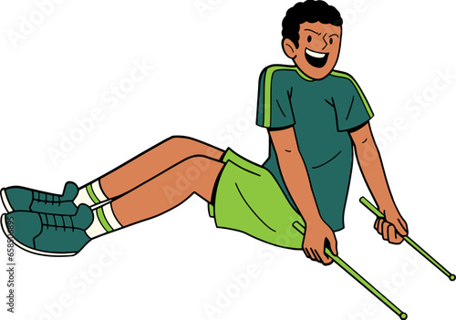 Healthy man poundfit workout cartoon illustration