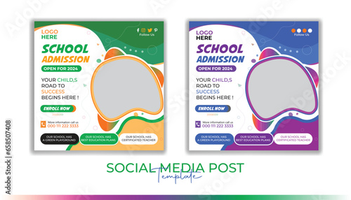 School admission social media post or instagram feed template