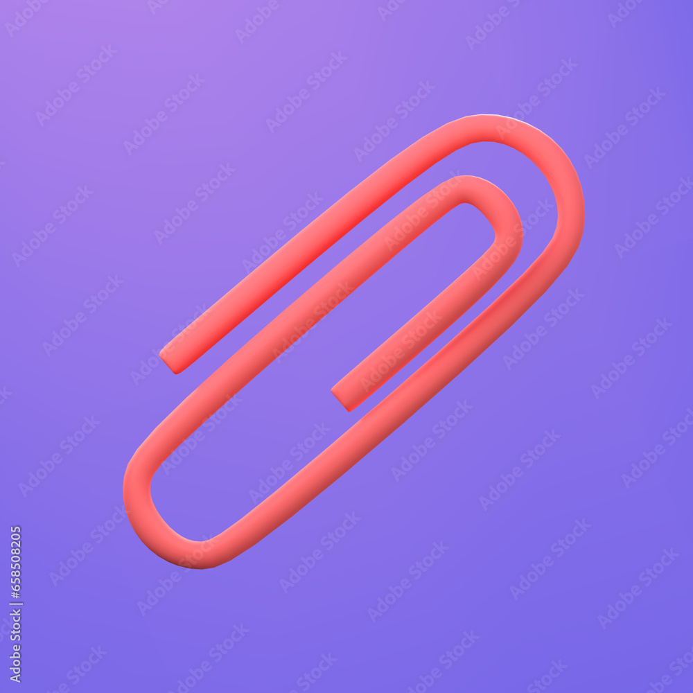 3D paper clip icon. Office business element with clipping path. 3D paper clip icon. Office business element with clipping path.