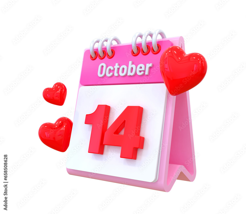 14th Month October Love Calendar 3d