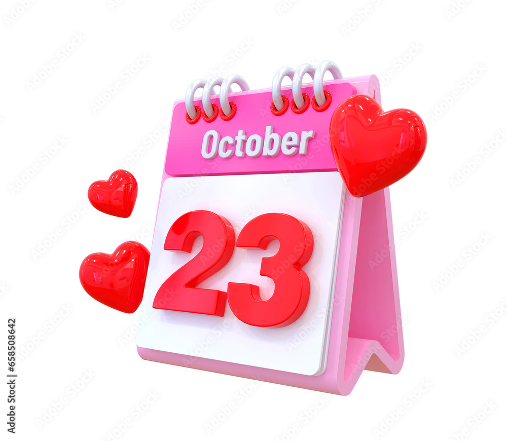 23th Month October Love Calendar 3d