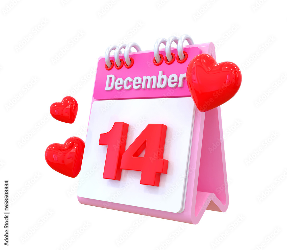 14th Month December Love Calendar 3d