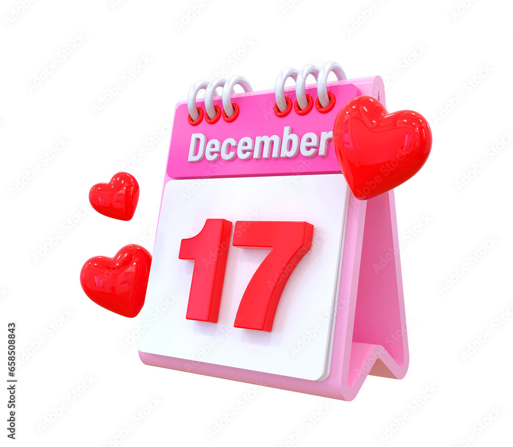 17th Month December Love Calendar 3d