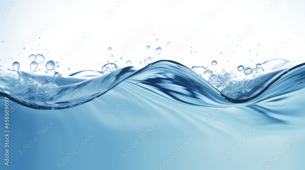 Water splashes and drops isolated on white background. Abstract background with blue water wave Water splashes and drops isolated on white background. Abstract background with blue water wave