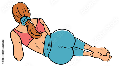 Pop art woman back, Sexy woman booty, Girl butt, Comic style, Beautiful Woman Body Shape, Young woman with beautiful buttocks, Rear view female body, Sexy ass Vector illustration,
