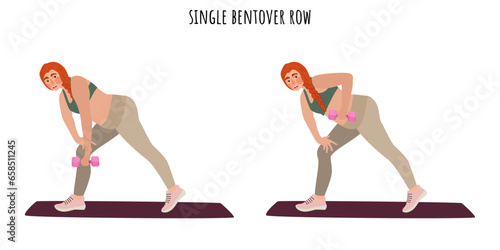 Pregnant woman doing single bentover row exercise