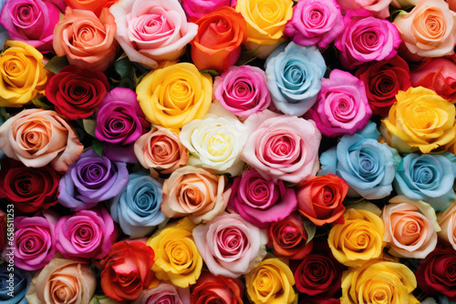 Assortiment of colorful roses background