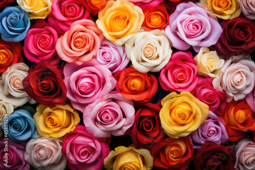 Assortiment of colorful roses background