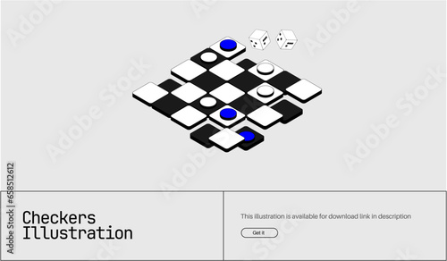 Checkers isometric illustration