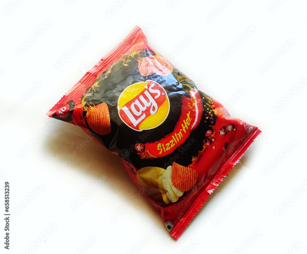 Guwahati, Assam, India October 3, 2023 Lay's Sizzlin' Hot Potato
