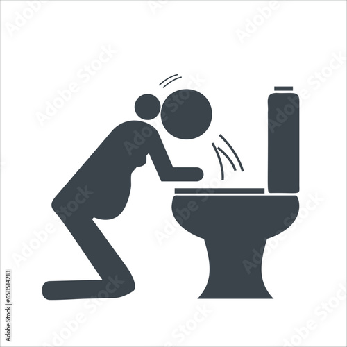 Pregnant woman vomiting concept icon design stock illustration