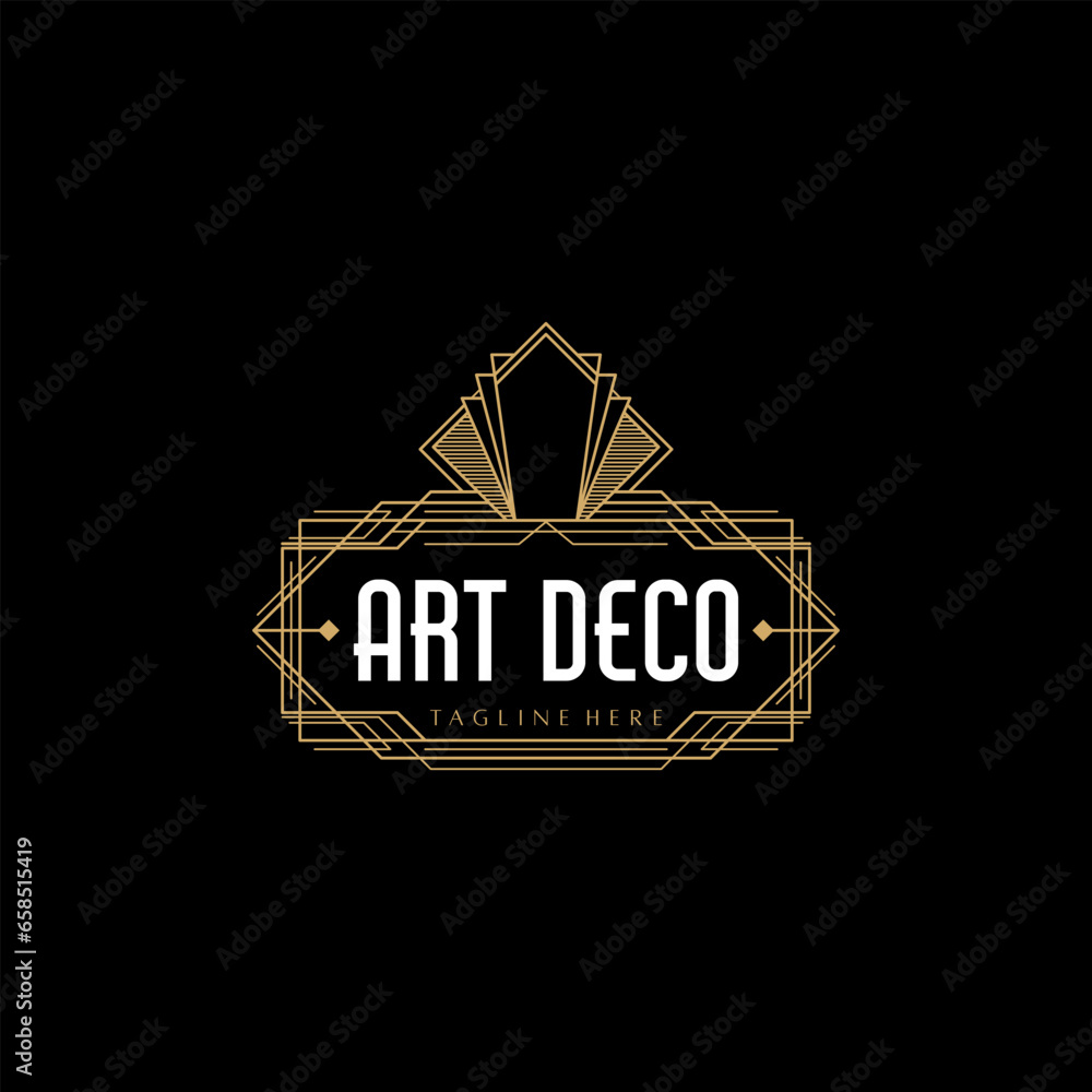 Vector art deco golden elegant vintage style decorative elements illustration