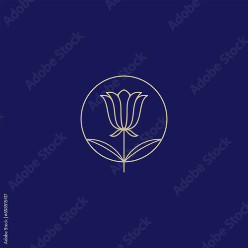tender flower in boho linear style vector illustrations set. Bohemian emblems in lines with flowers and leaves symbol for gardering logo and cosmetics packaging