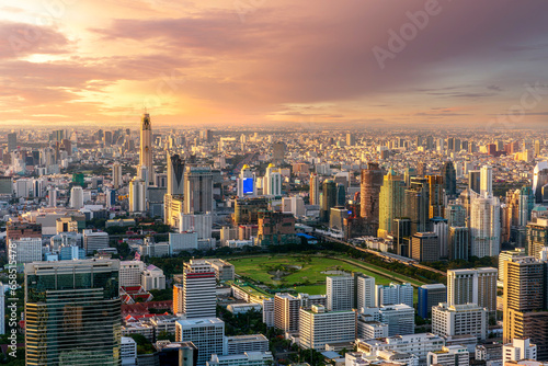 Aerial view of cityscape of Bangkok city 