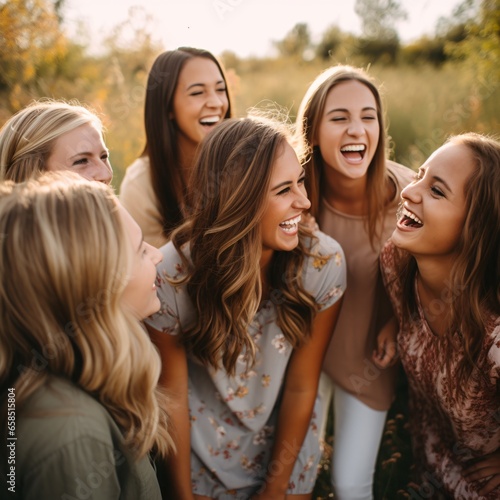 Authentic Expressions of Joy Illuminated through the Warm, Inviting Smiles of Various Vibrant Young Women Sharing Happiness photo