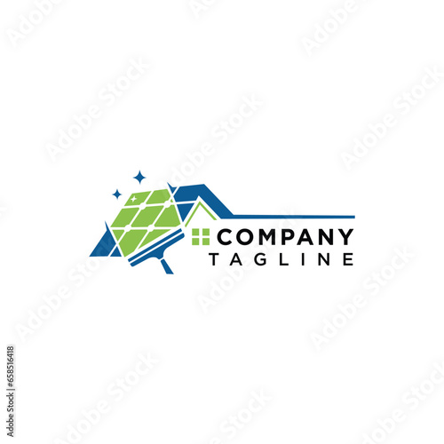 
Cleaning solar panel house logo icon vector template.eps