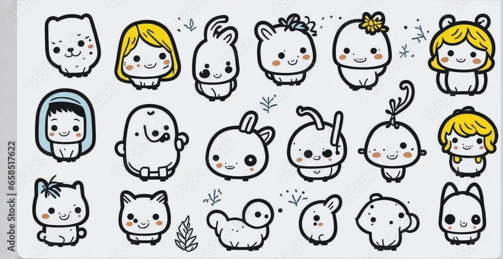Printable sticker about cartoon white background from ai generative Printable sticker about cartoon white background from ai generative
