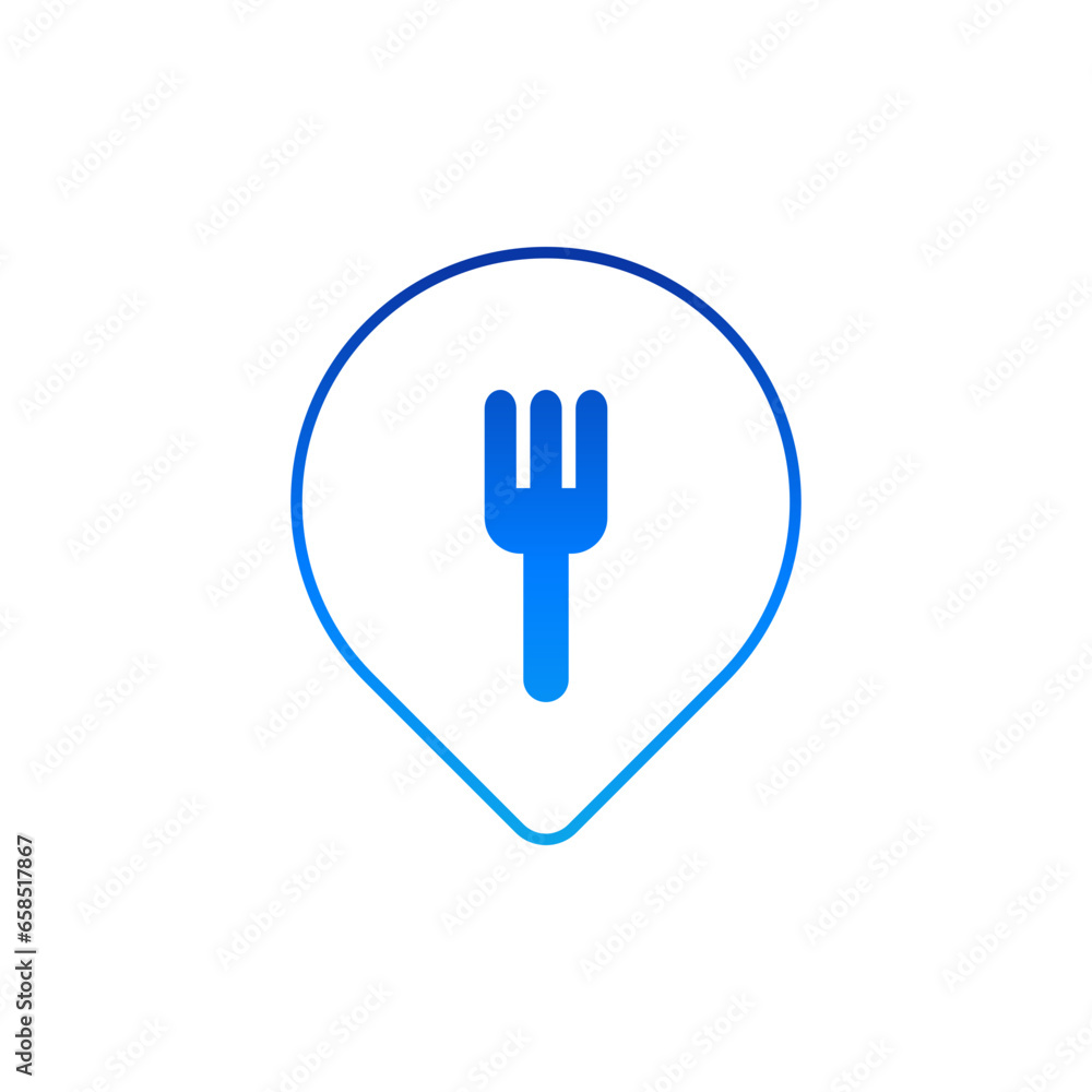 restaurant map pointer with fork icon
restaurant map pointer with fork icon