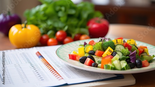 Colorful Salad with Nutrition and Diet Guidebook