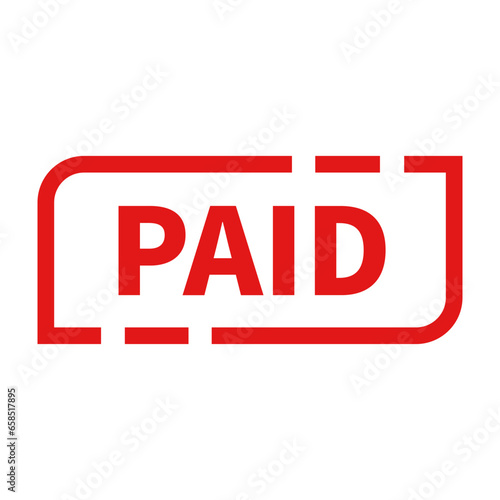 Paid Stamp In Red Line Rectangle Shape For Label Confirmation
