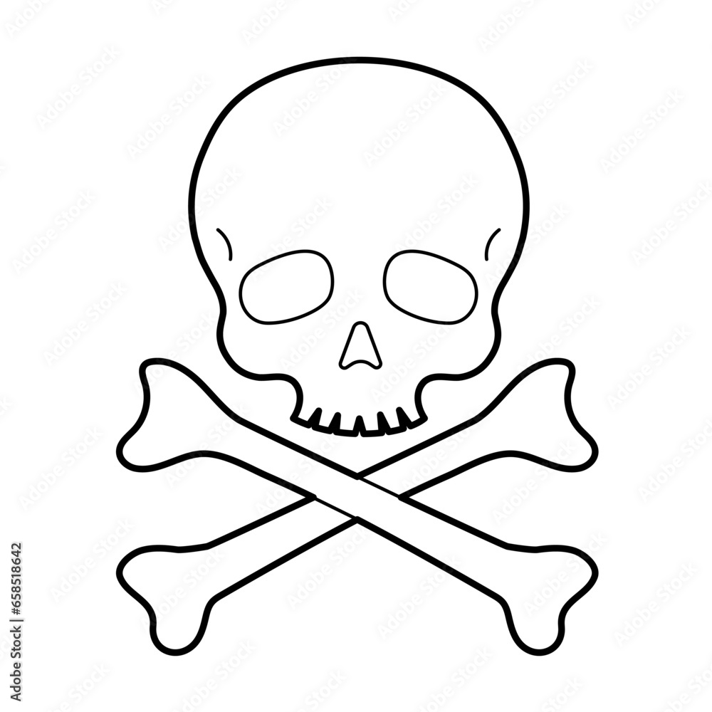 Skull crossbones on white background. Outline illustration, design elements Skull crossbones on white background. Outline illustration, design elements