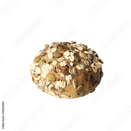 isolated mix seed bread roll on white background