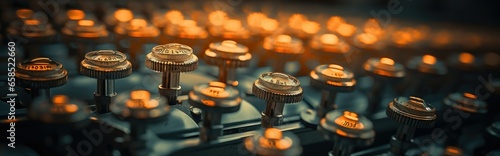 Upclose View of Stylish Vintage Typing Buttons of an Old Typewriter, Showcasing Retro Craftsmanship and Detail